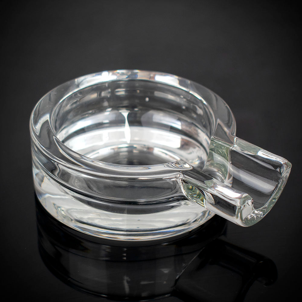 Small Circular Crystal Cigar Ashtray - Single Cigar Rest