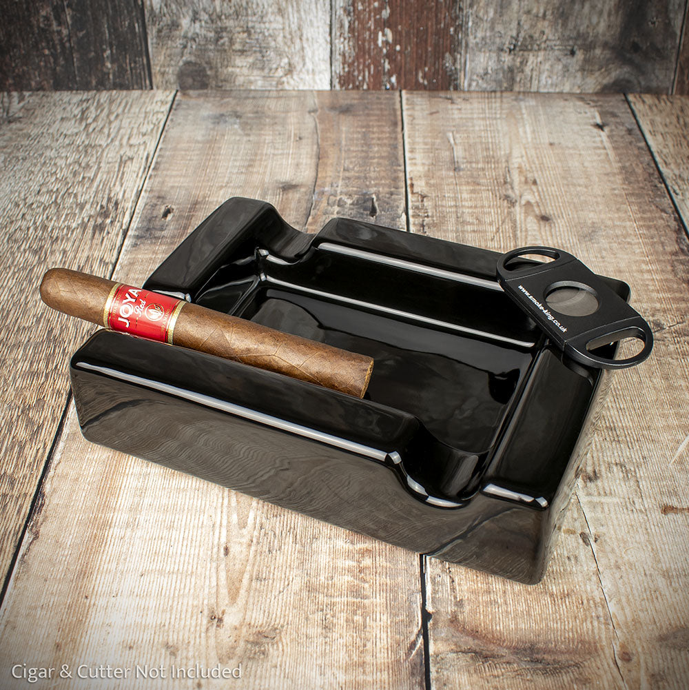 Square Ashtray Black Ceramic - 4 Rests