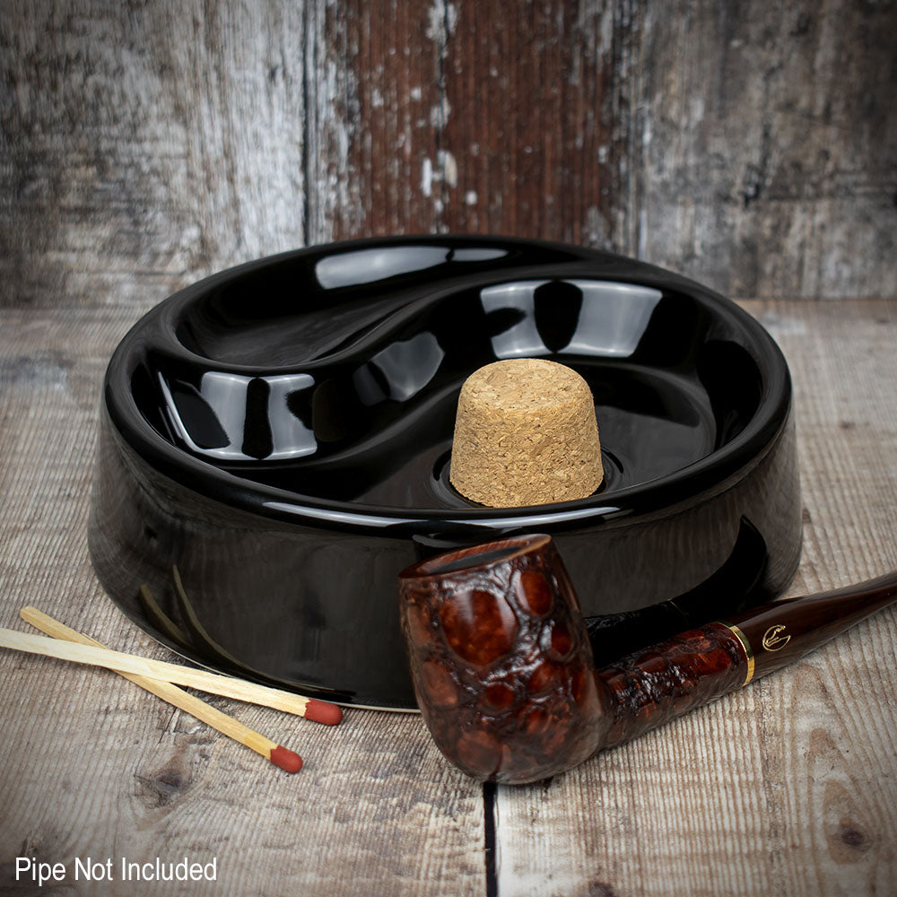 Pipe Ashtray Gloss Black Cork Knocker