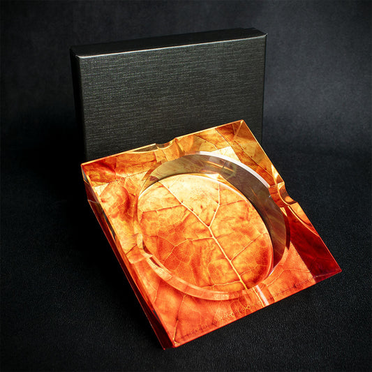 Crystal Cigar Ashtray - Tobacco Leaf  Design