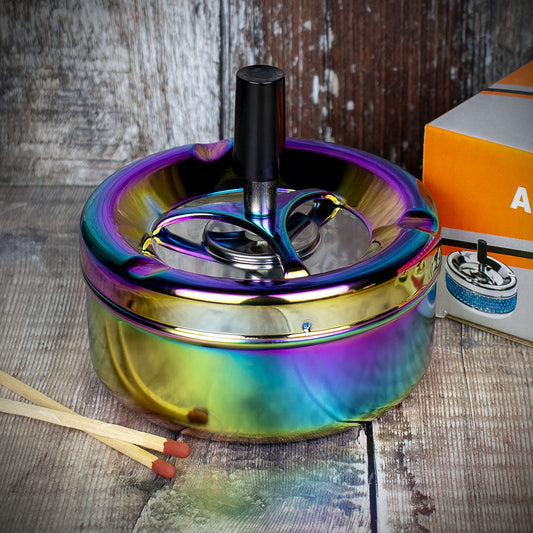 Spinner Ashtray - Rainbow/Chrome  - 11cm
