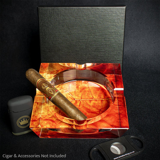 Crystal Cigar Ashtray - Tobacco Leaf  Design