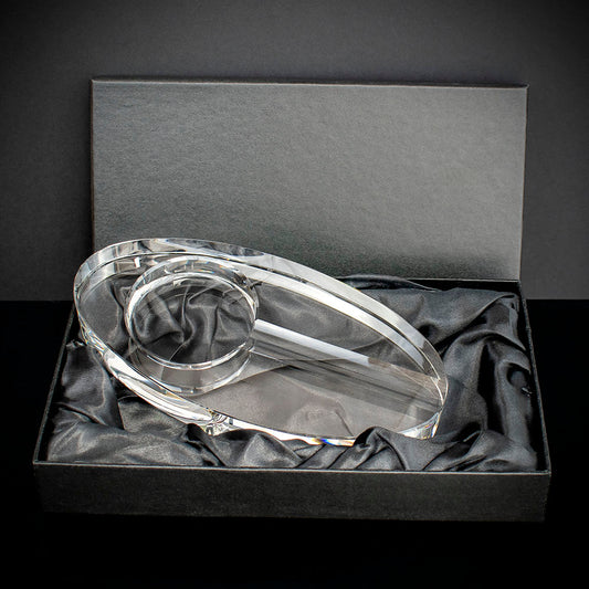 Oval Crystal Cigar Ashtray - Single Cigar Rest
