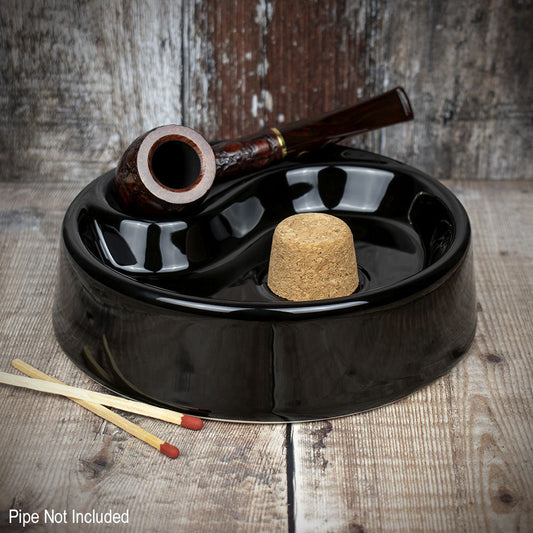 Pipe Ashtray Gloss Black Cork Knocker